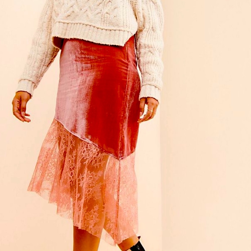 FREE PEOPLE VELVET MY LACEY SKIRT CANYON ARROYO
